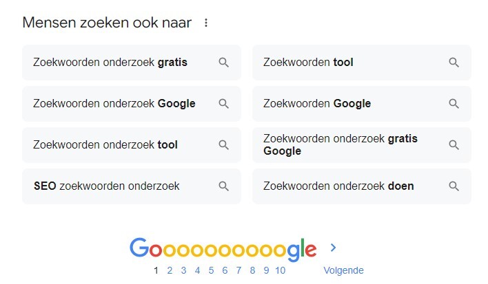 Google mensen zoeken ook naar - zoekwoorden onderzoek