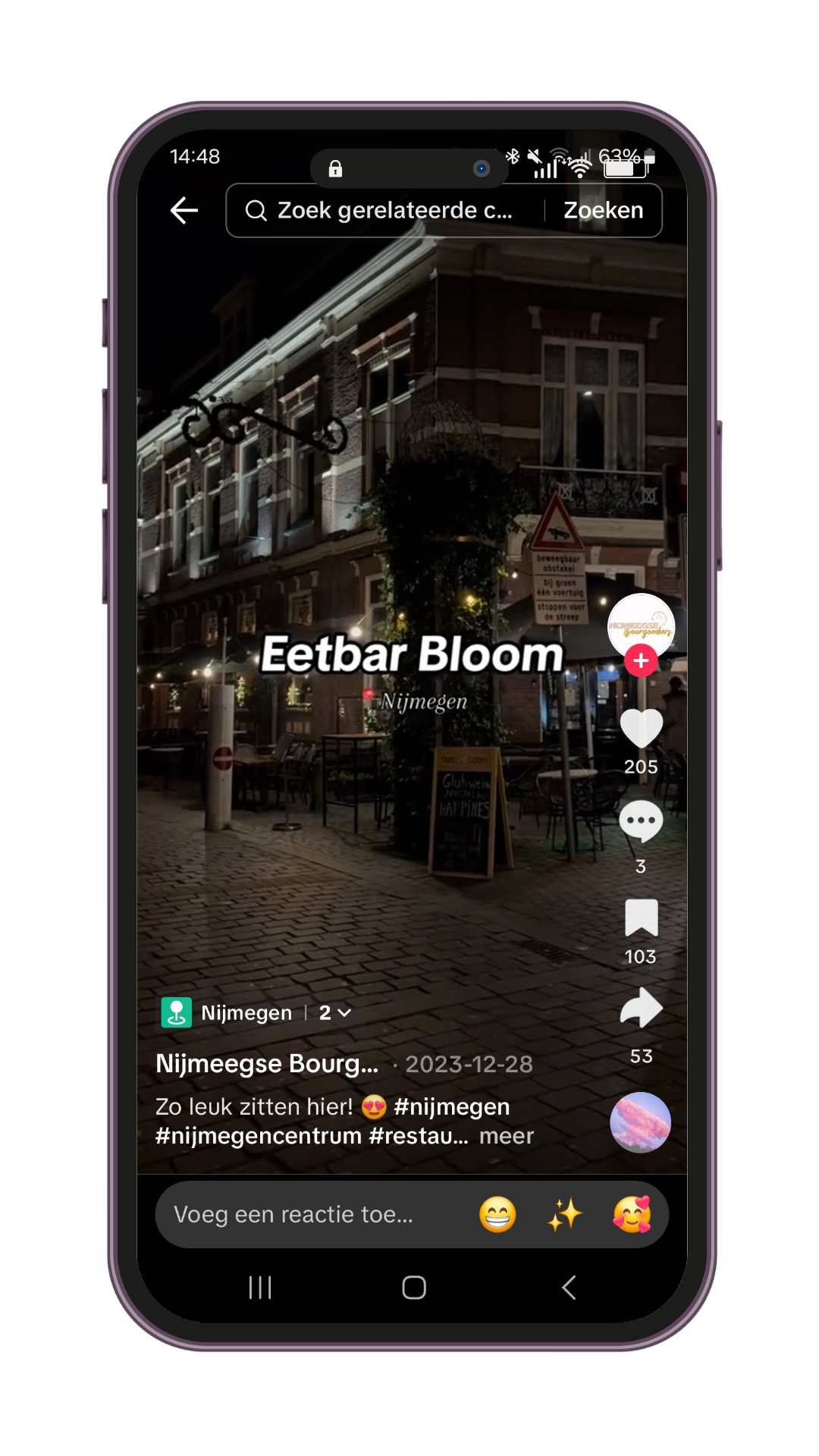 tiktok locatie in content