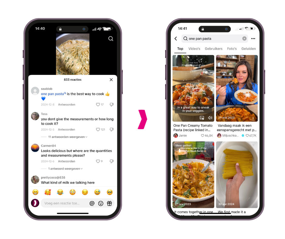 tiktok zoekwoorden in comments