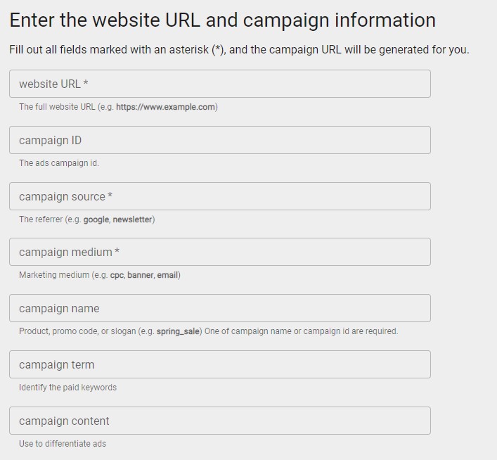 Google campaign url builder - UTM code