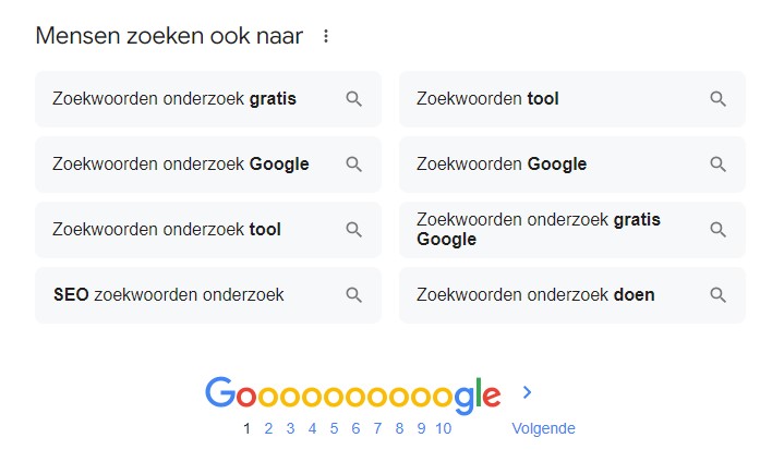 Google mensen zoeken ook naar - zoekwoorden onderzoek