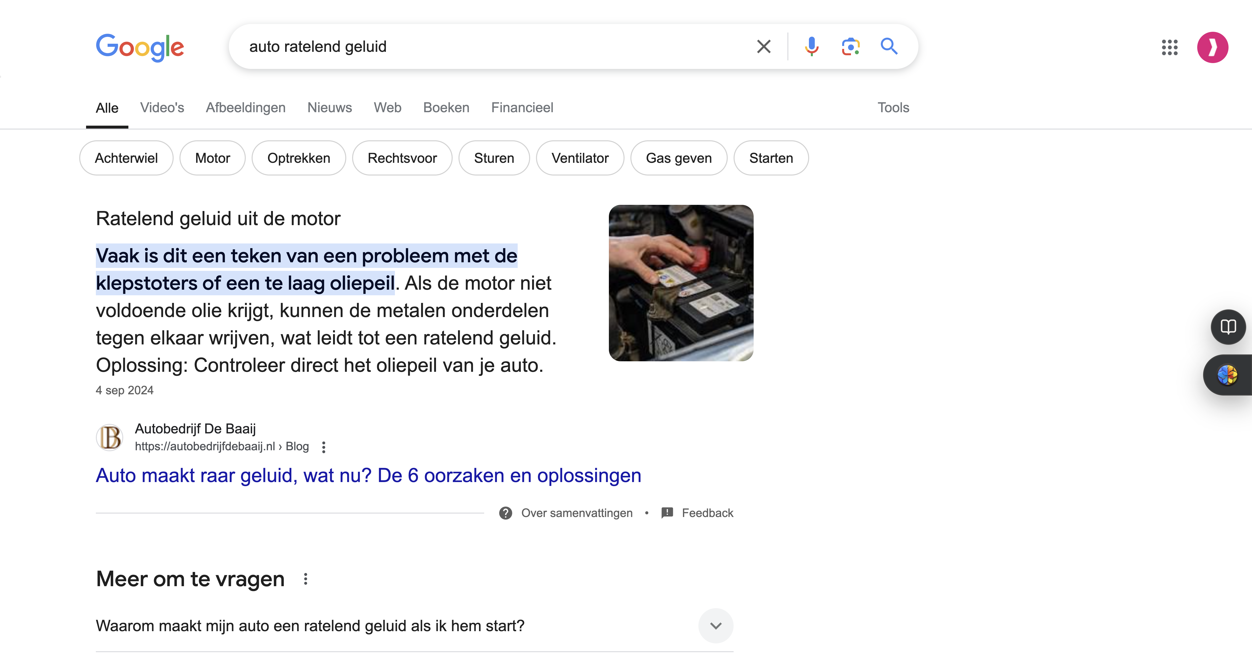 Blog met nr 1 positie in google Autobedrijf de Baaij
